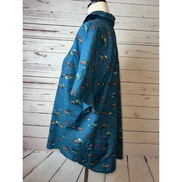 Duluth Trading Shirt Large Short sleeve‎ Popover Blouse Camping RV Blouse Womens - Picture 5 of 9